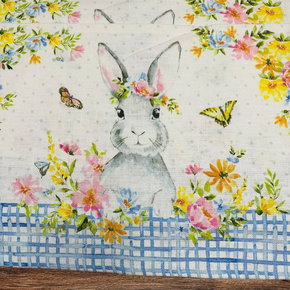 Novogratz Easter Bunny Placemats 4 Piece 100% Cotton Gingham Trim